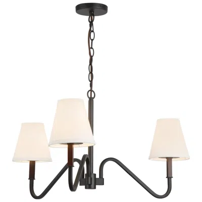Kuzco Sloan 30-in Matte Black Chandelier With White Linen Shade