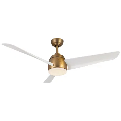 Kuzco 54" Thalia Brushed Gold Led Ceiling Fan With White Blades