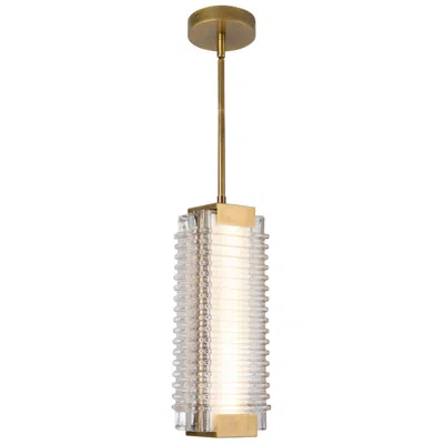 Kuzco Alora Alai Led 16-in Vintage Brass/ribbed Glass Pendant