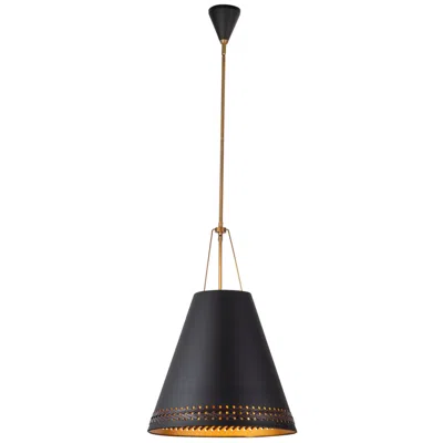 Kuzco Alora Brickell E26 20-in Matte Black/hazelnut Leather Pendant