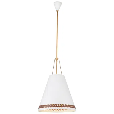 Kuzco Alora Brickell E26 20-in Matte White/hazelnut Leather Pendant