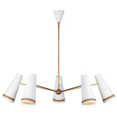Kuzco Alora Brickell E26 45-in Matte White/hazelnut Leather Chandelier