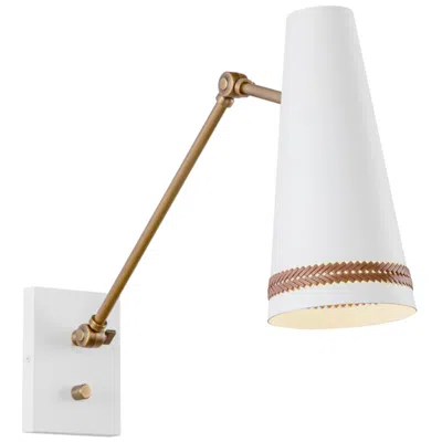 Kuzco Alora Brickell E26 5-in Matte White/hazelnut Leather Wall Vanity