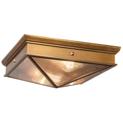 Kuzco Alora Cairo E26 15-in Ribbed Glass/vintage Brass Flush Mount