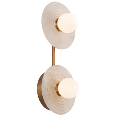Kuzco Alora Dahlia Led 14-in Vintage Brass/alabaster Wall Vanity