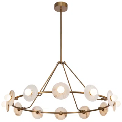 Kuzco Alora Dahlia Led 46-in Vintage Brass/alabaster Led Chandeliers