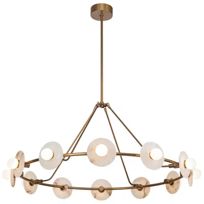 Kuzco Alora Dahlia Led 46-in Vintage Brass/alabaster Led Chandeliers