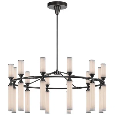Kuzco Alora Edwin Led 38-in Urban Bronze/frosted Ribbed Glass Led Chandelier