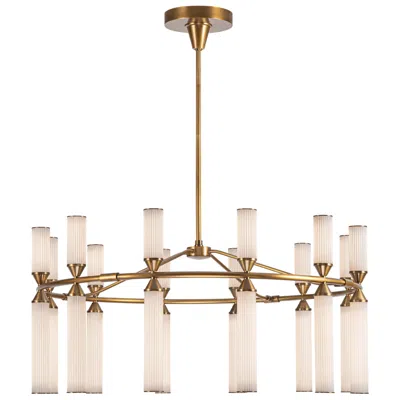 Kuzco Alora Edwin Led 38-in Vintage Brass/frosted Ribbed Glass Led Chandeliers