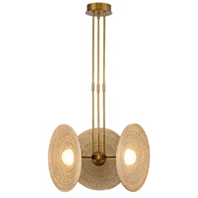 Kuzco Alora Harbour Led 18-in Vintage Brass/woven Pendant