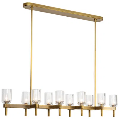 Kuzco Alora Lucian E12 52-in Clear Crystal/vintage Brass Linear Pendant