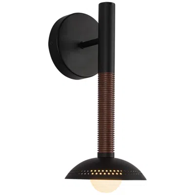 Kuzco Alora Mood Arden Led 14-in (with Shade) Matte Black/opal Glass Wall Vanity