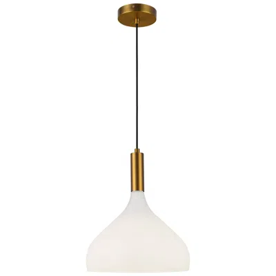 Kuzco Alora Mood Belleview E26 12-in Aged Gold/opal Glass Pendant