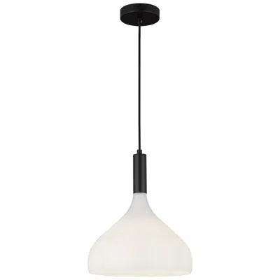 Kuzco Alora Mood Belleview E26 12-in Matte Black/opal Glass Pendant