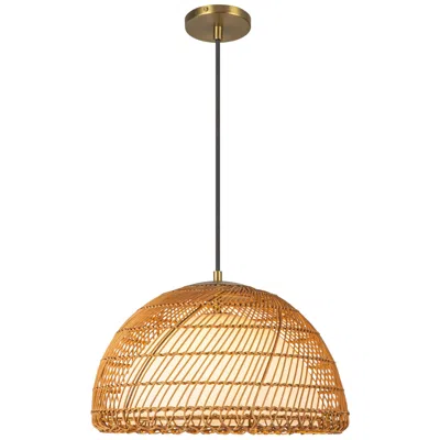 Kuzco Alora Mood Bondi E26 16-in Brushed Gold/opal Glass Pendant In Brown