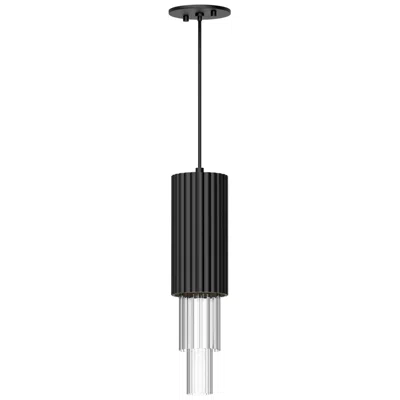 Kuzco Alora Mood Bordeaux Led 4-in Clear Ribbed Glass/matte Black Pendant