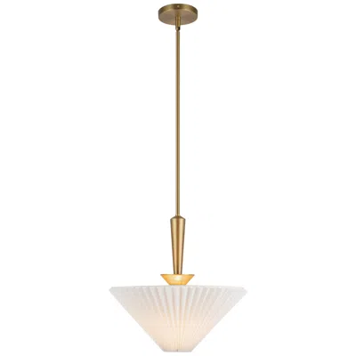 Kuzco Alora Mood Bridgette E26 16-in Brushed Gold/folded White Pendant