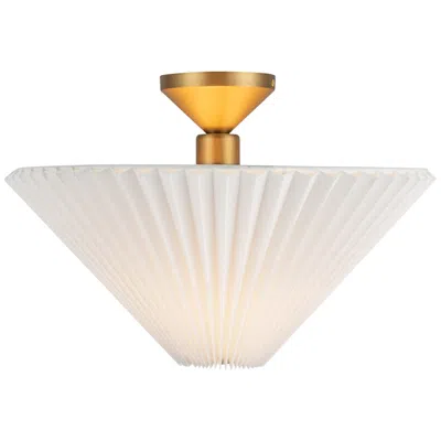 Kuzco Alora Mood Bridgette E26 16-in Brushed Gold/folded White Semi-flush Mount