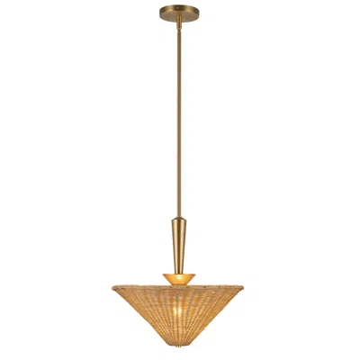 Kuzco Alora Mood Bridgette E26 16-in Brushed Gold/rattan Pendant