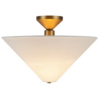 Kuzco Alora Mood Bridgette E26 16-in Brushed Gold/white Linen Semi-flush Mount