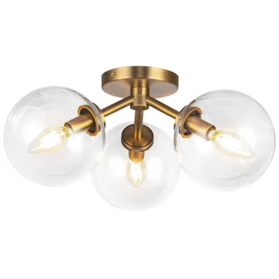 Kuzco Alora Mood Cassia E12 15-in Aged Gold/clear Glass Semi-flush Mount