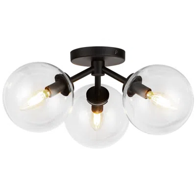 Kuzco Alora Mood Cassia E12 15-in Matte Black/clear Glass Semi-flush Mount