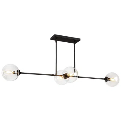 Kuzco Alora Mood Cassia E12 48-in Matte Black/clear Glass Linear Pendant
