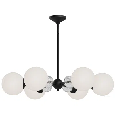Kuzco Alora Mood Celia E12 30-in Matte Black/opal Glass Chandelier In White