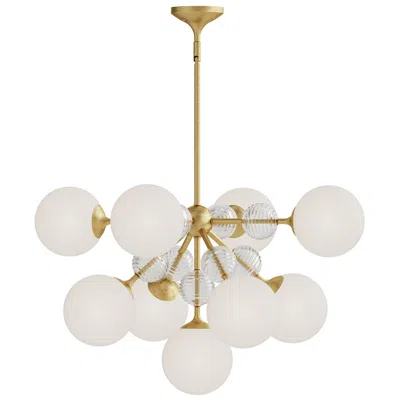 Kuzco Alora Mood Celia E12 31-in Brushed Gold/opal Glass Chandelier