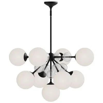 Kuzco Alora Mood Celia E12 31-in Matte Black/opal Glass Chandelier