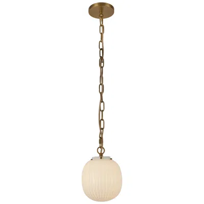 Kuzco Alora Mood Cherise E26 7-in Brushed Gold/glossy Ribbed Opal Glass Pendant