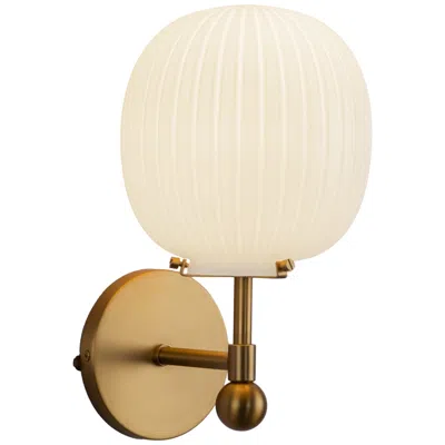 Kuzco Alora Mood Cherise E26 7-in Gold/glossy Ribbed Opal Glass Wall Vanity In Multi