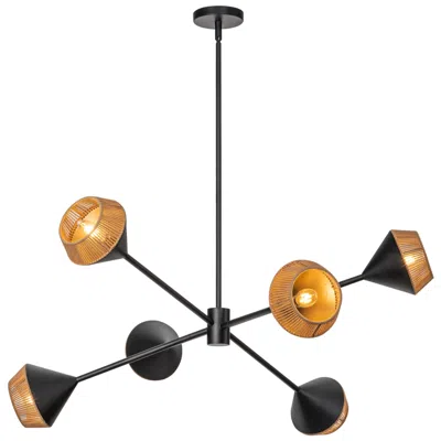 Kuzco Alora Mood Daphne E12 38-in Matte Black/brown Cotton Rope Chandelier
