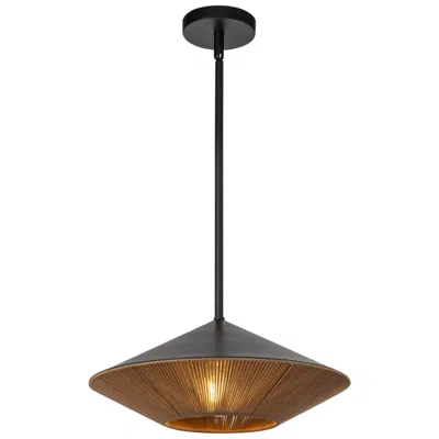 Kuzco Alora Mood Daphne E26 15-in Matte Black/brown Cotton Rope Pendant