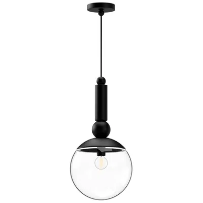 Kuzco Alora Mood Delilah E26 10-in Clear Glass/matte Black Pendant