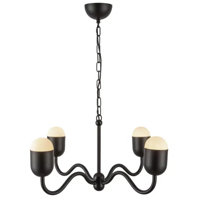Kuzco Alora Mood Effie E12 27-in Matte Black/opal Glass Socket Chandelier