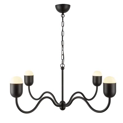 Kuzco Alora Mood Effie E12 39-in Matte Black/opal Glass Socket Chandelier