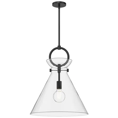 Kuzco Alora Mood Emerson E26 18-in Matte Black/clear Glass Pendant
