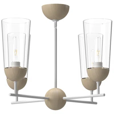 Kuzco Alora Mood Emil E26 25-in White/white Oak 4 Lights Chandeliers