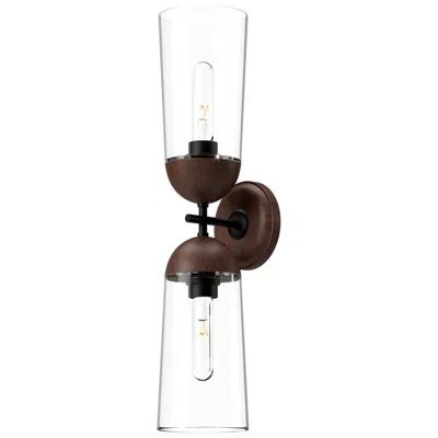 Kuzco Alora Mood Emil E26 5-in Matte Black/walnut Wall Vanity