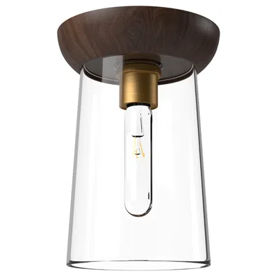 Kuzco Alora Mood Emil E26 7-in Aged Gold/walnut Flush Mount