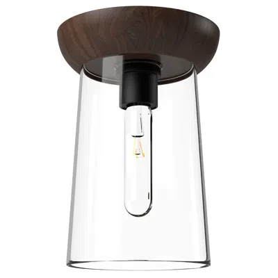 Kuzco Alora Mood Emil E26 7-in Matte Black/walnut Flush Mount