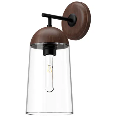 Kuzco Alora Mood Emil E26 7-in Matte Black/walnut Wall Vanity