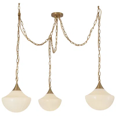 Kuzco Alora Mood Farrah E26 3-light Brushed Gold/glossy Ribbed Opal Pendant