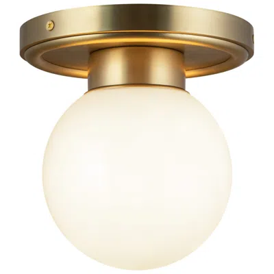 Kuzco Alora Mood Fiore E12 6-in Brushed Gold/glossy Opal Glass Semi-flush Mount In White