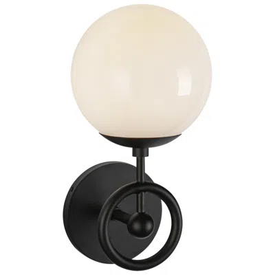 Kuzco Alora Mood Fiore E12 6-in Matte Black/glossy Opal Glass Wall Vanity