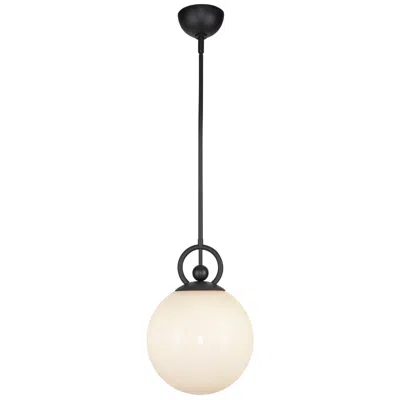 Kuzco Alora Mood Fiore E26 10-in Matte Black/glossy Opal Glass Pendant