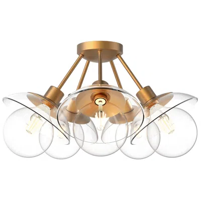 Kuzco Alora Mood Francesca E26 20-in Aged Gold/clear Glass Semi-flush Mount