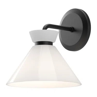 Kuzco Alora Mood Halston E12 8-in Glossy Opal Glass/matte Black Wall Vanity