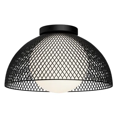 Kuzco Alora Mood Haven E26 12-in Matte Black/opal Matte Glass Flush Mount